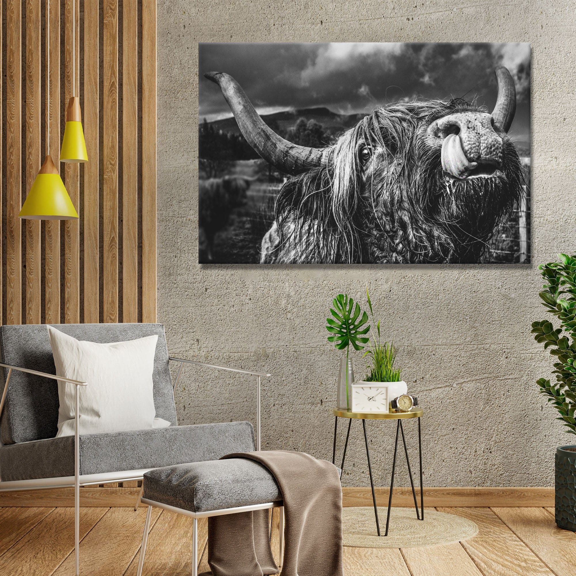 Tailored Canvases Canvas West Highland Cow Monochrome Canvas Wall Art