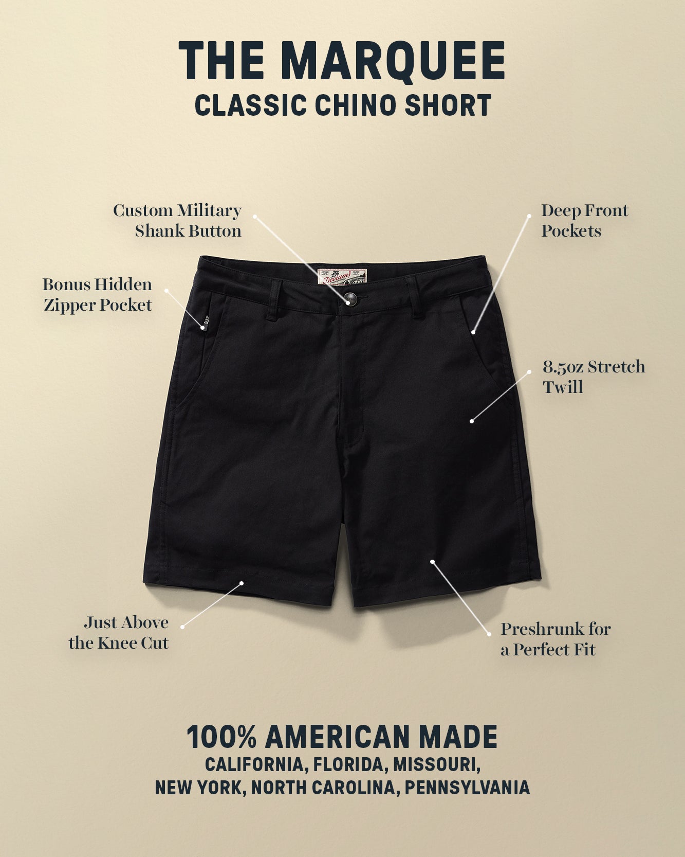 Marquee Classic Chino Short - My American Goods
