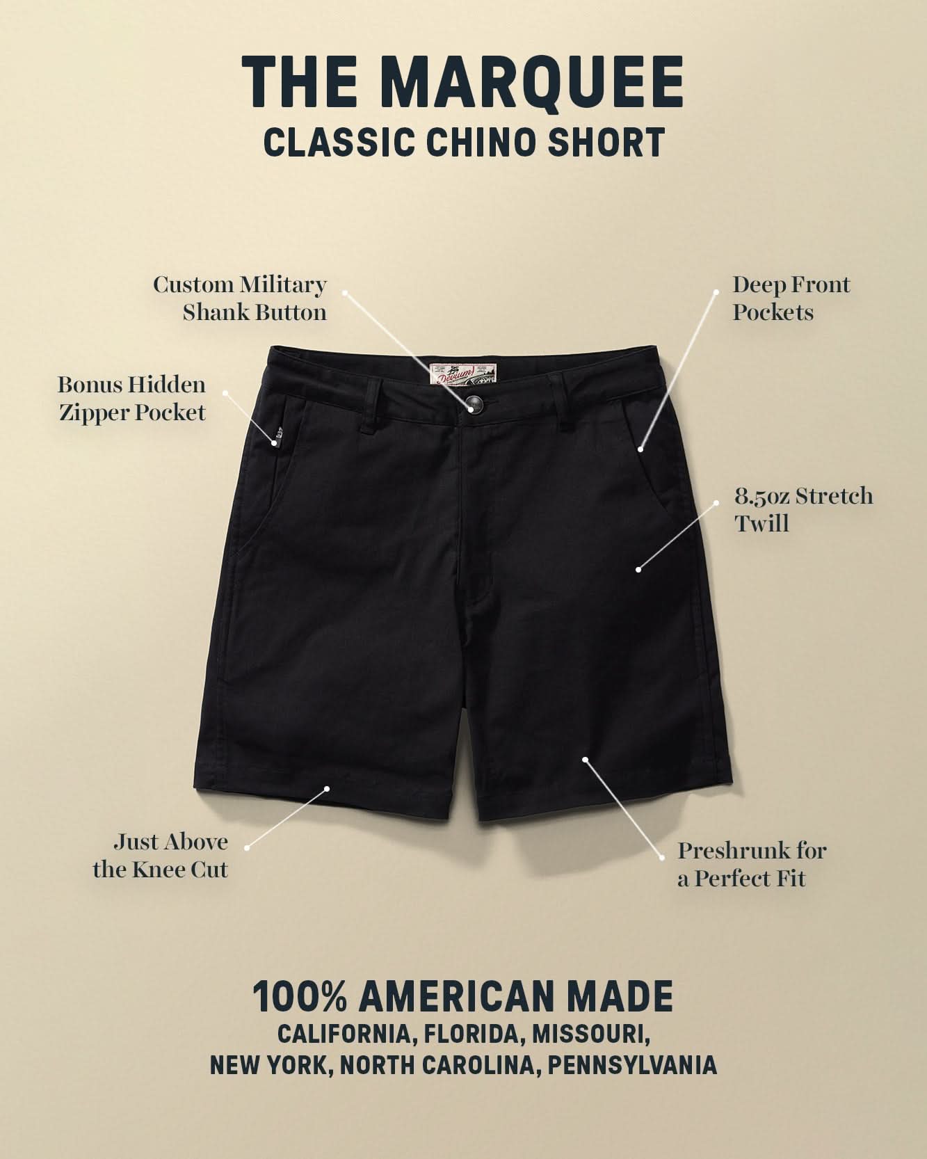 Marquee Classic Chino Short - My American Goods