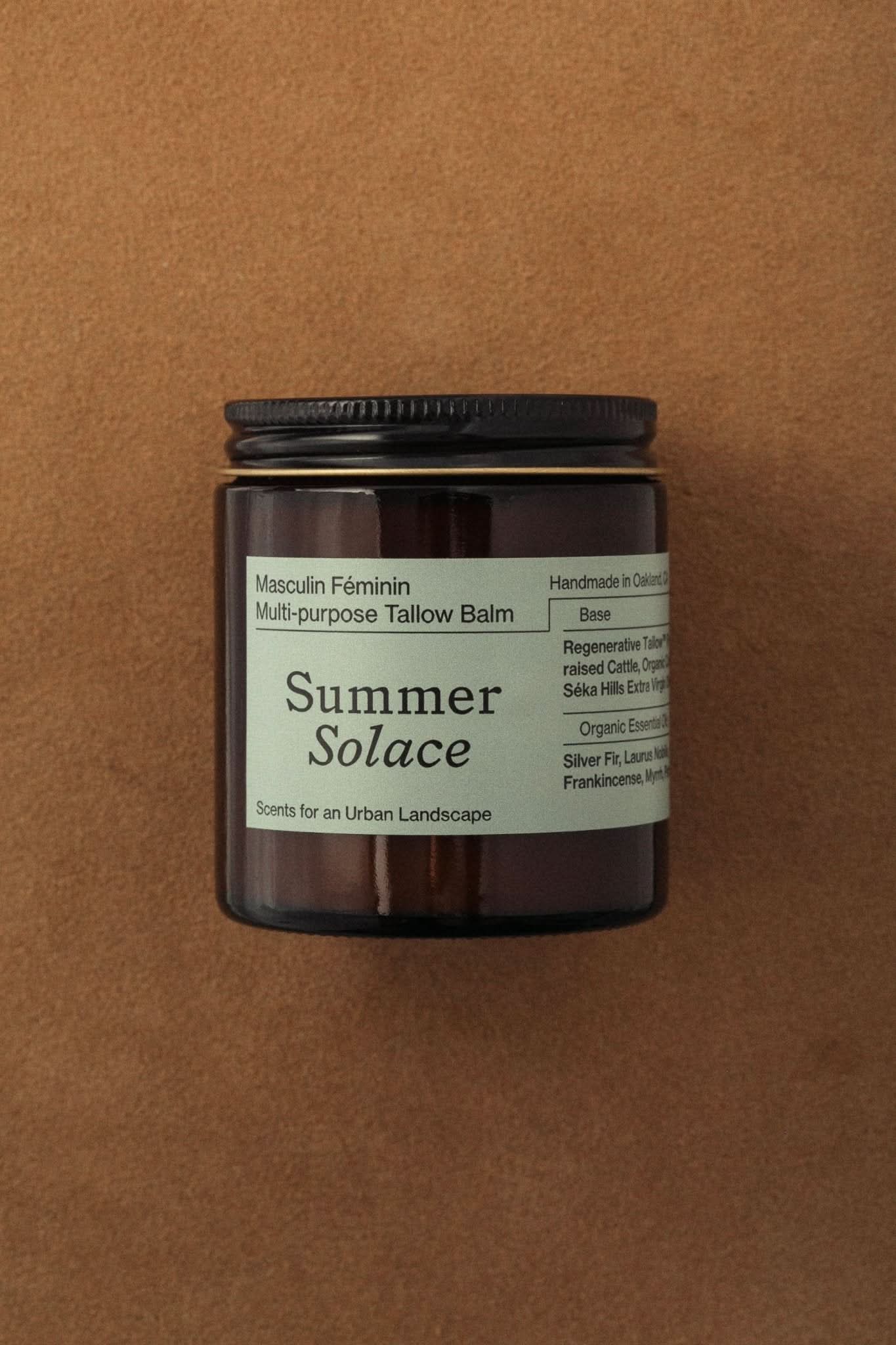 Summer Solace Tallow Tallow Balm Large 4 oz (Best Value) Masculin Féminin Tallow Balm – Frankincense, Patchouli & Hinoki Wood