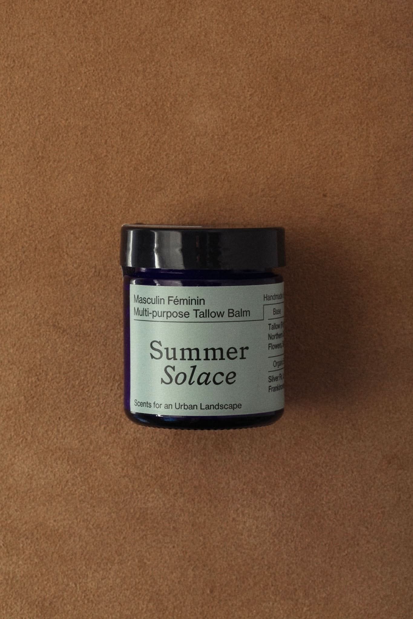 Summer Solace Tallow Tallow Balm Small 50 mL Masculin Féminin Tallow Balm – Frankincense, Patchouli & Hinoki Wood