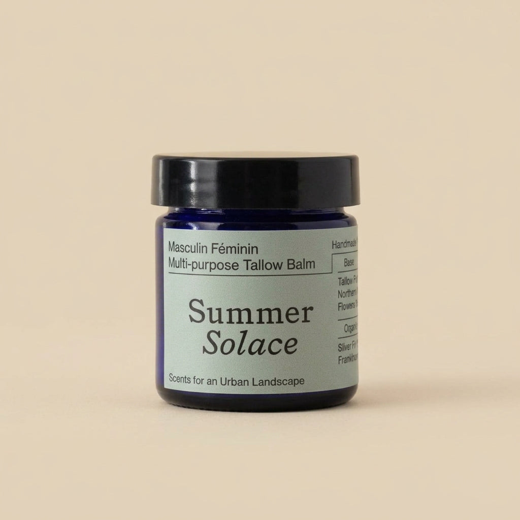 Summer Solace Tallow Tallow Balm Small 50 mL Masculin Féminin Tallow Balm – Frankincense, Patchouli & Hinoki Wood