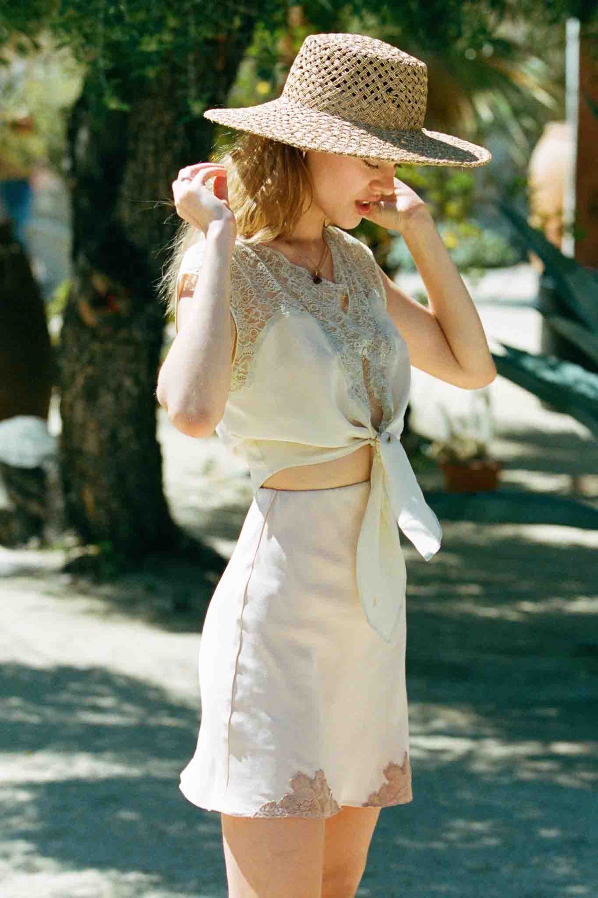 MERRITT CHARLES Skirt Memphis Pink Silk Slip Skirt