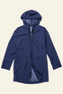 Navy blue raincoat on a white background