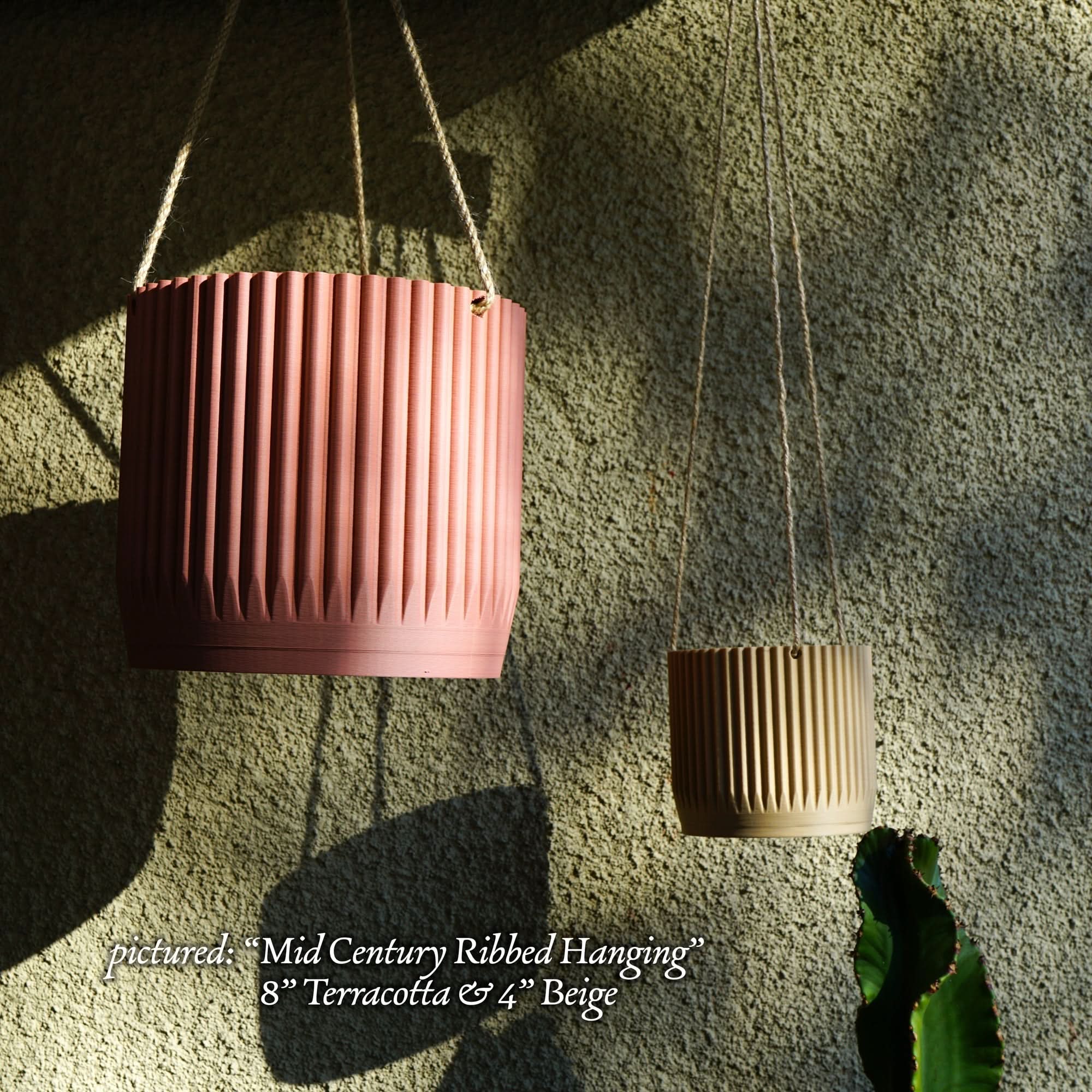 Rosebud HomeGoods Hanging Planter Mid Century Ribbed Hanging Plant Pots