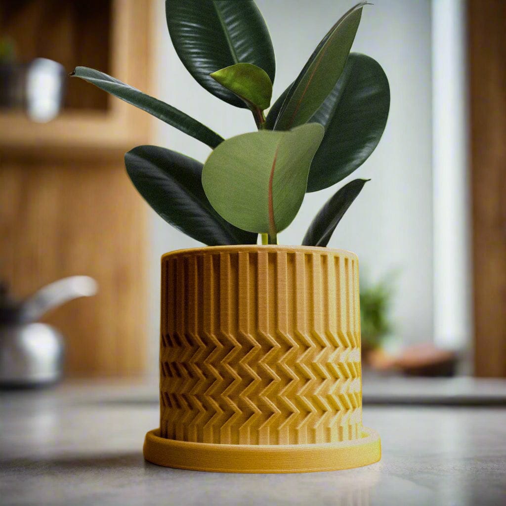 Rosebud HomeGoods Pots & Planters Mustard / 4 / With Drip Tray Minimalist Zig-Zag Planter