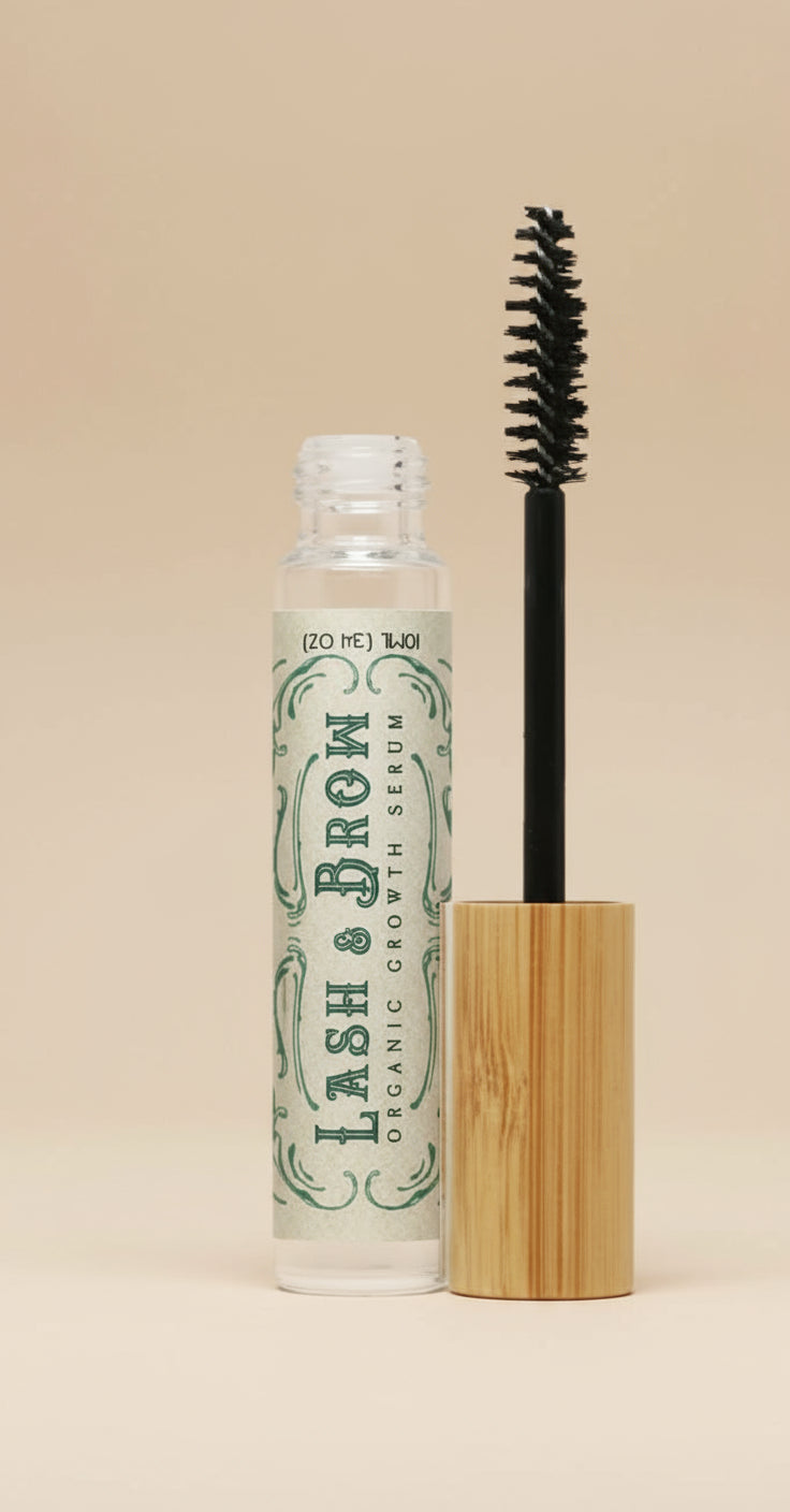 Organic Lash & Brow Serum with cold pressed castor oil and pearl powder - My American Goods
