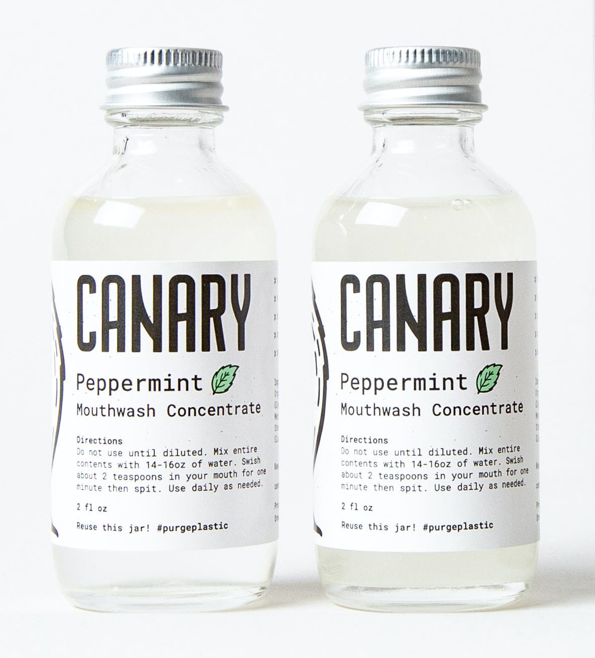 Canary Mouthwash Refill pack (2pk, 2oz bottles) Peppermint Mouthwash Concentrate