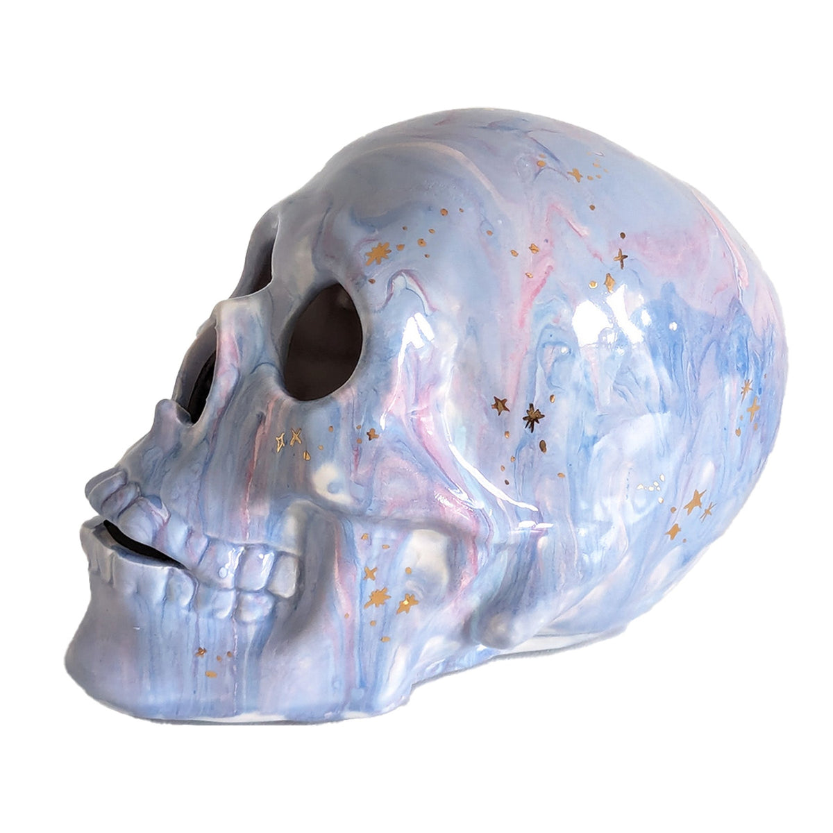 Mystical Skull in Cool Tones with 22K Gold Accents