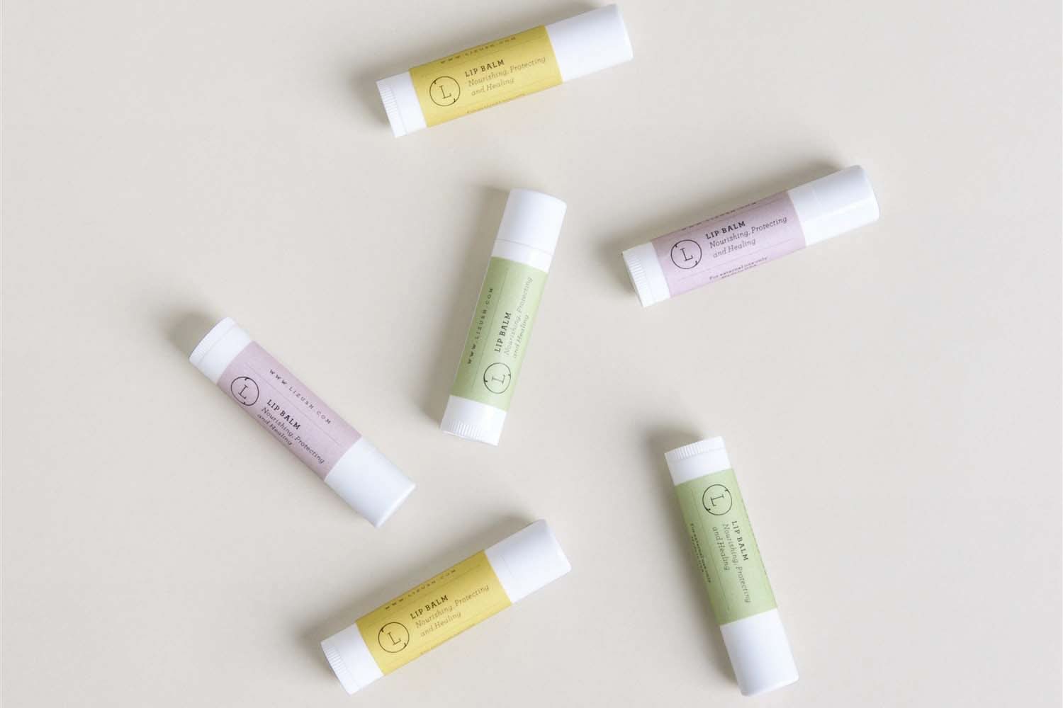 Lizush LIP BALMS Lip Balm, Set of 3 Natural Unscented Lip Balms