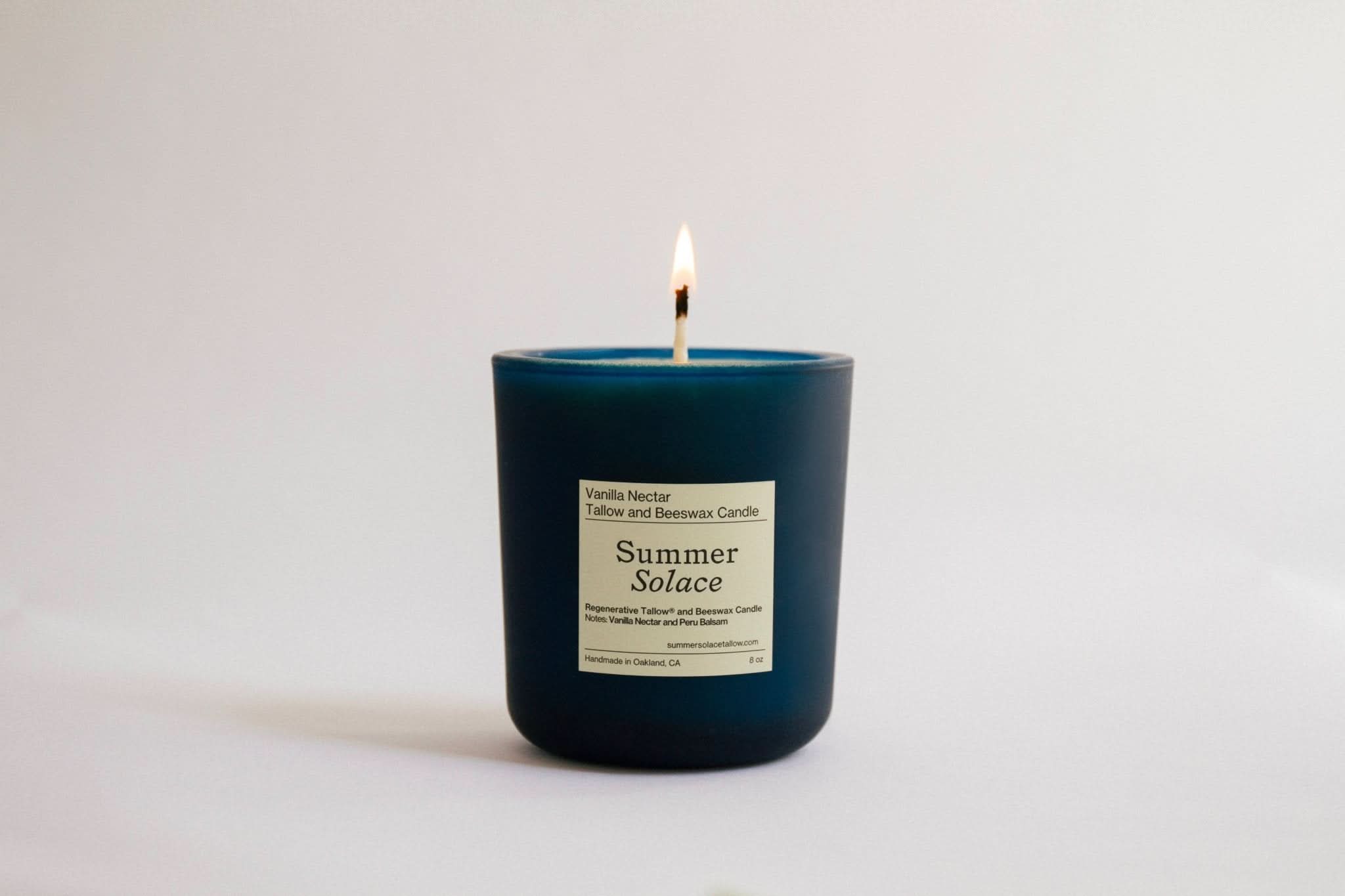 Summer Solace Tallow Tallow Candle Vanilla Nectar – Tallow & Beeswax Candle with Peru Balsam | 8.5 oz