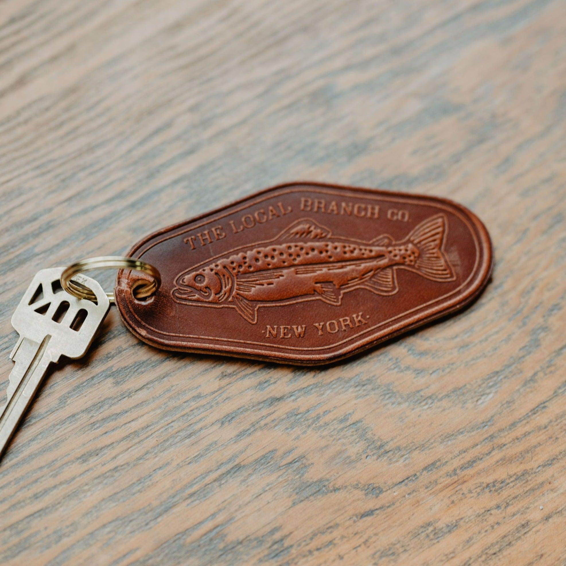 The Local Branch Leather Mahogany / Trout Leather Motel Key Fob - USA Made