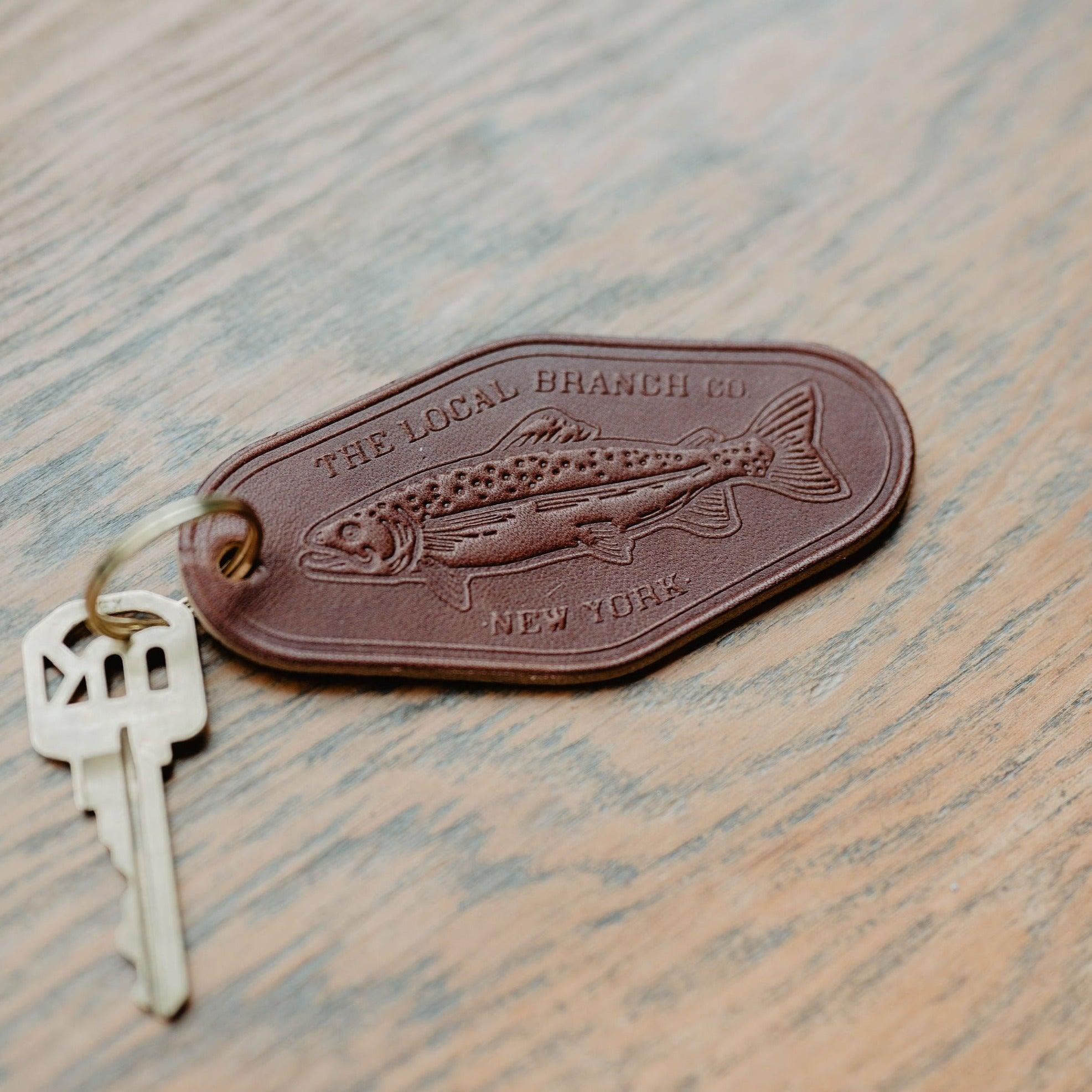 The Local Branch Leather Brown / Trout Leather Motel Key Fob - USA Made