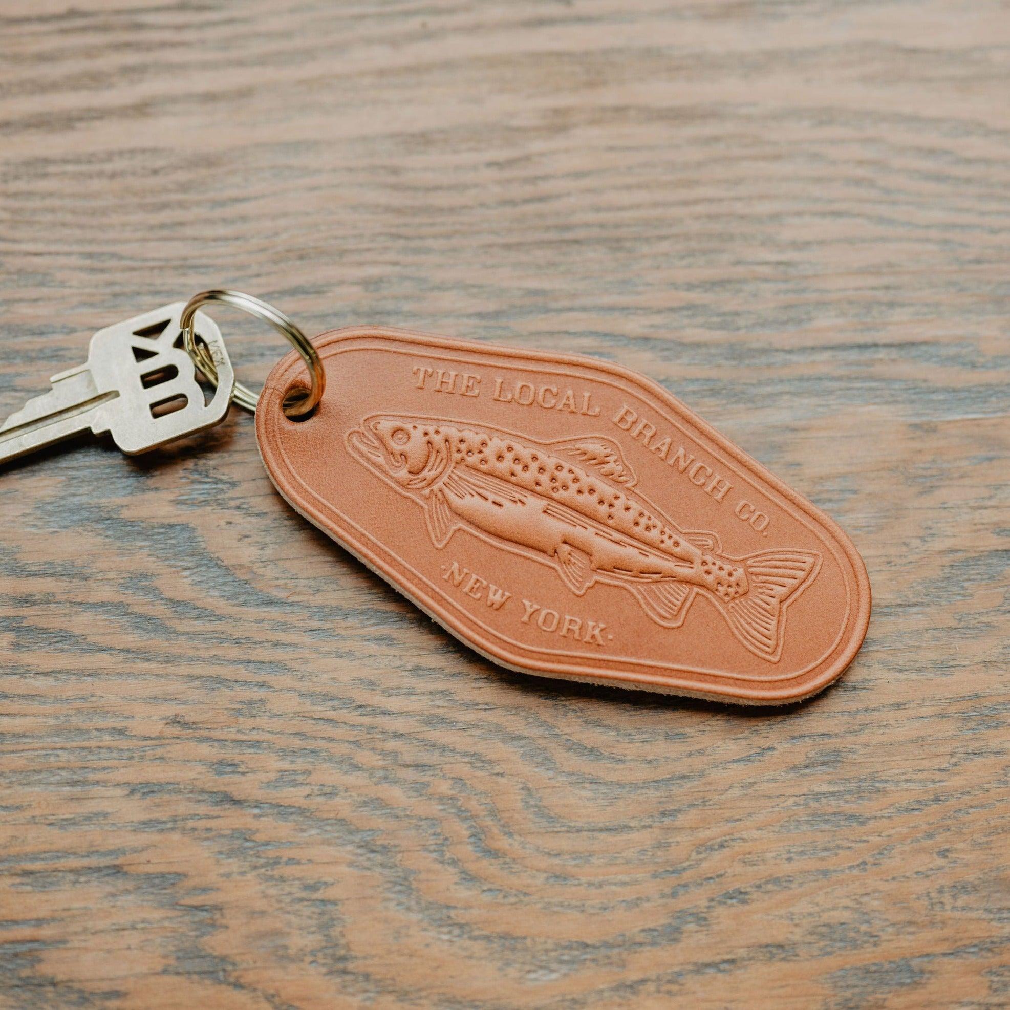 The Local Branch Leather Caramel / Trout Leather Motel Key Fob - USA Made