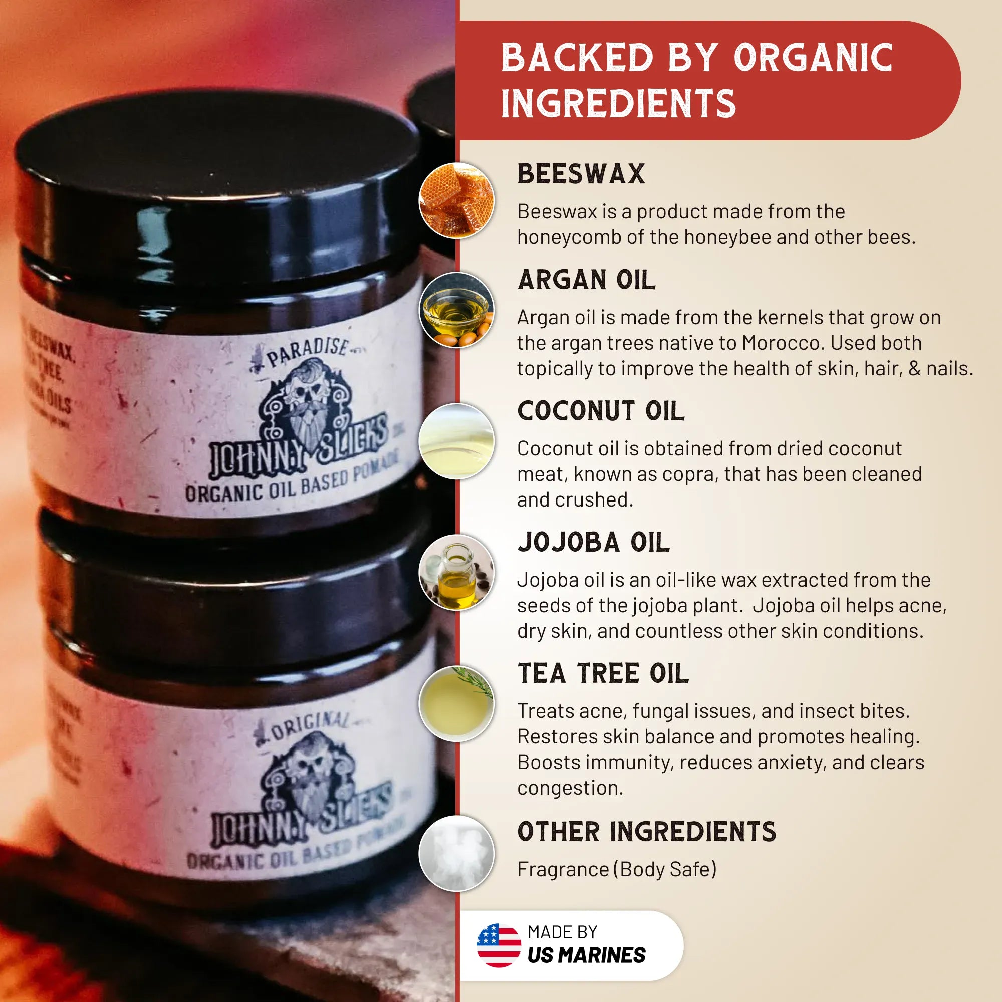 Johnny Slicks Pomade Organic Oil Based Pomade