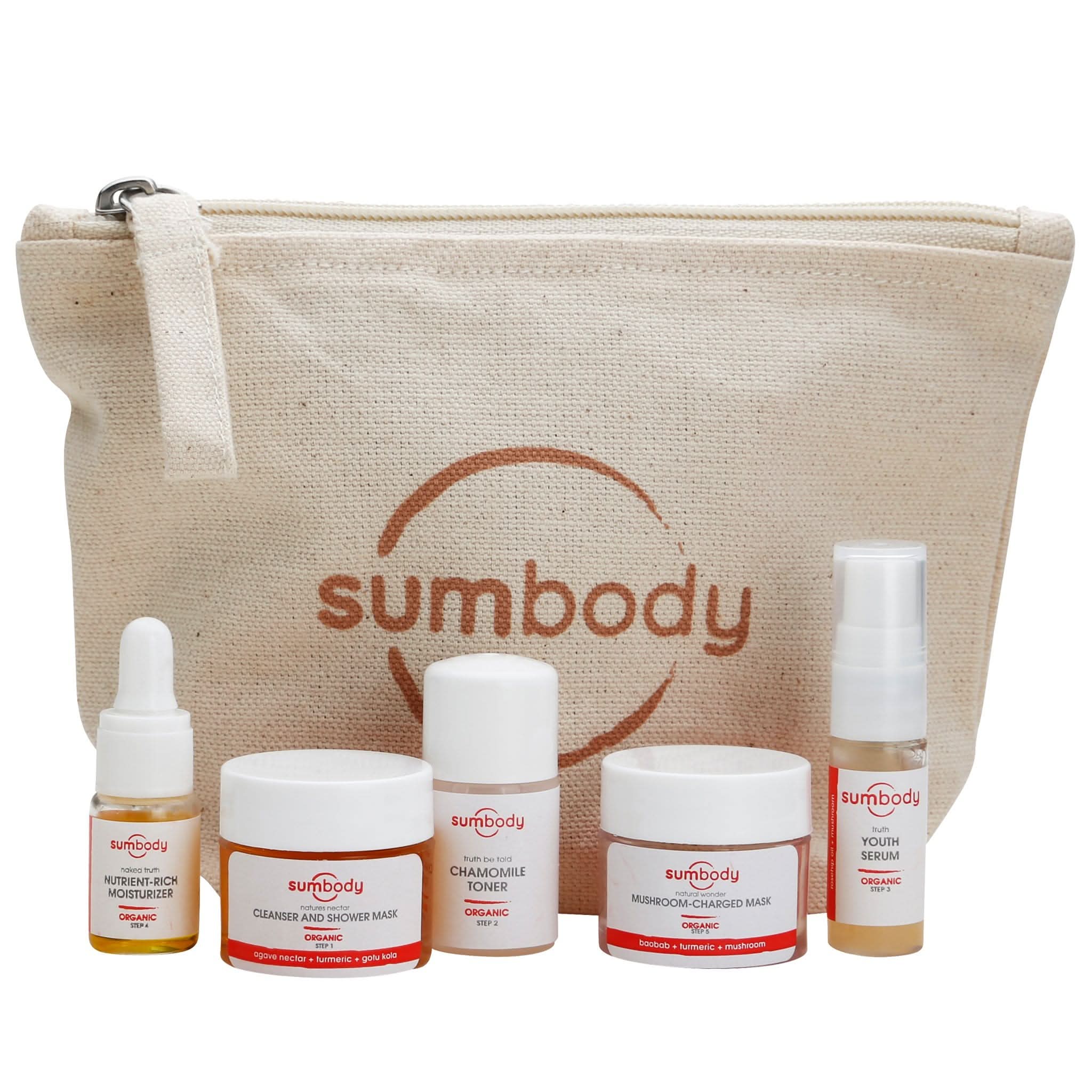 Sumbody Skincare 5 Steps to Perfect Skin Organic Mini Kit
