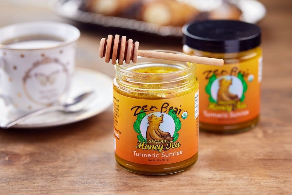 Zenbear Honey Tea simple Award-Winning Organic Turmeric Sunrise Honey Tea – Golden Blend for Inflammation & Gut Health (10 oz)