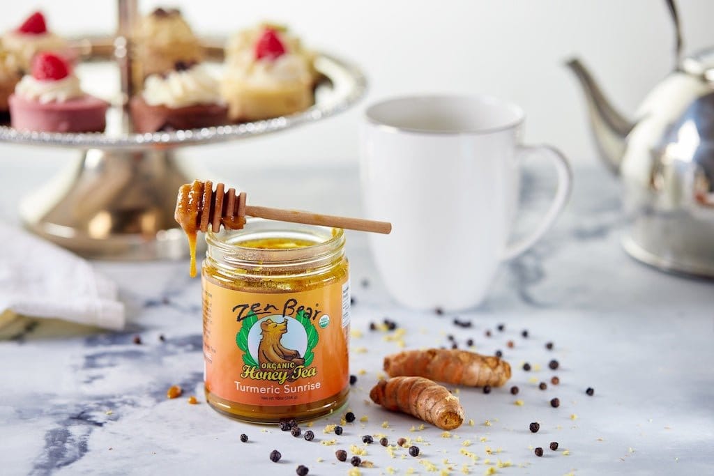 Zenbear Honey Tea simple Award-Winning Organic Turmeric Sunrise Honey Tea – Golden Blend for Inflammation & Gut Health (10 oz)