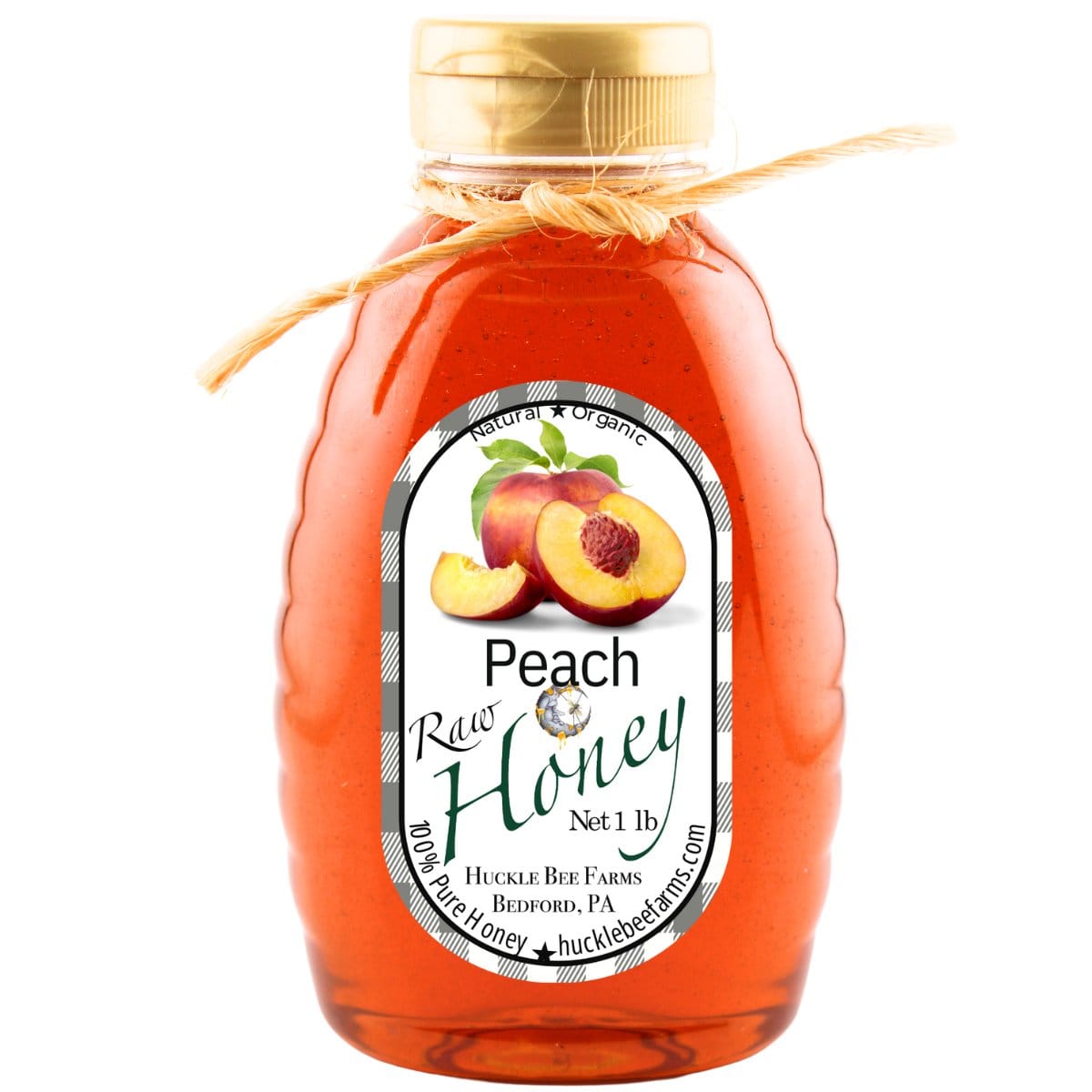 Huckle Bee Farms LLC Honey 1/2 Lb Bottle - $10 Peach Honey Bliss: Sweet & Fruity Pure Honey Experience