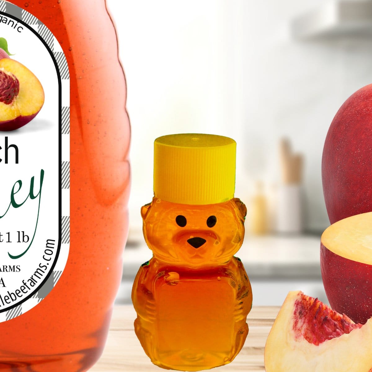 Huckle Bee Farms LLC Honey 2 Oz Sample Size - $3.75 Peach Honey Bliss: Sweet & Fruity Pure Honey Experience
