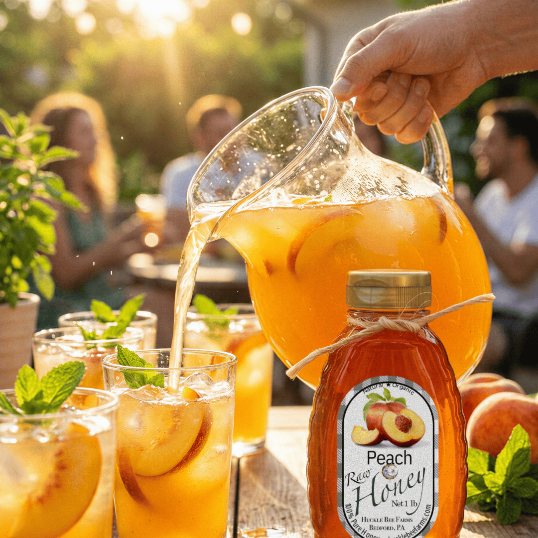 Huckle Bee Farms LLC Honey Peach Honey Bliss: Sweet & Fruity Pure Honey Experience