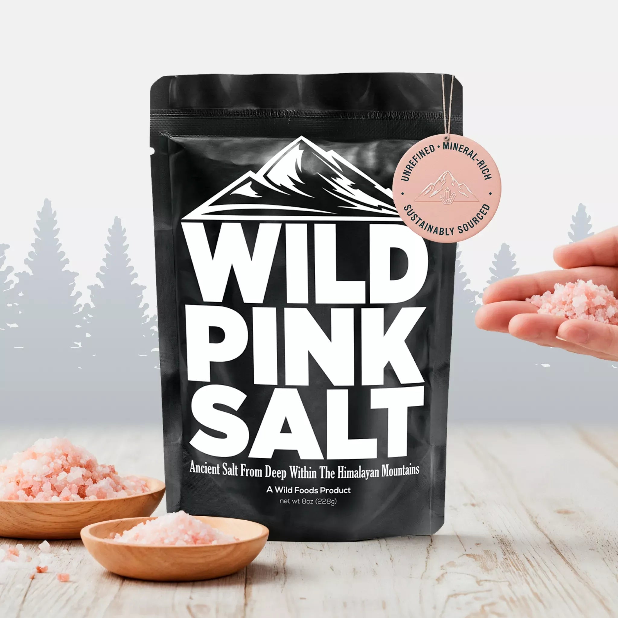 Wild Foods Salt 1x - 16oz Fine Himalayan Pink Salt – Mineral-Rich Gourmet Salt for Flavor & Health