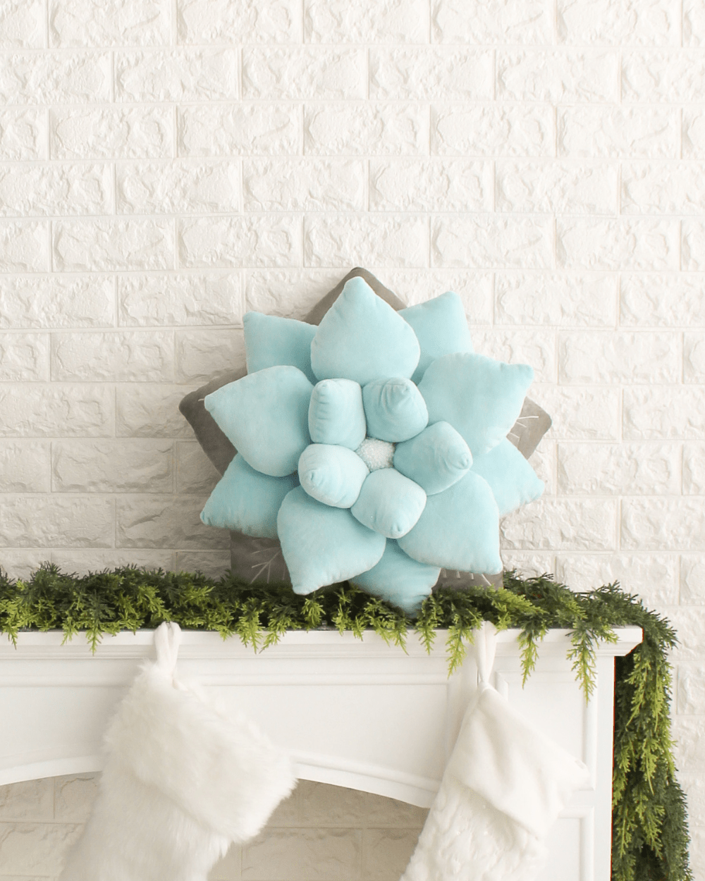 Poinsettia Pillow - Frost Blue - My American Goods