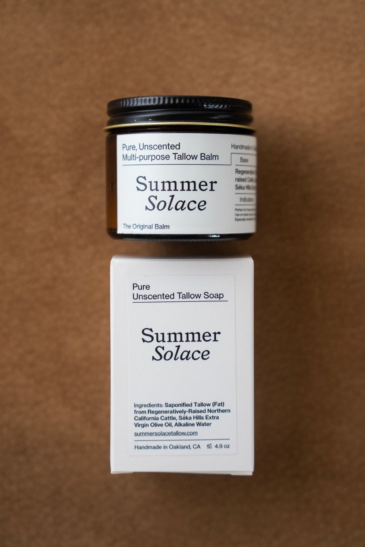 Summer Solace Tallow Tallow Balm Pure Unscented – Slow Body Care® Set with Regenerative Tallow® Bundle