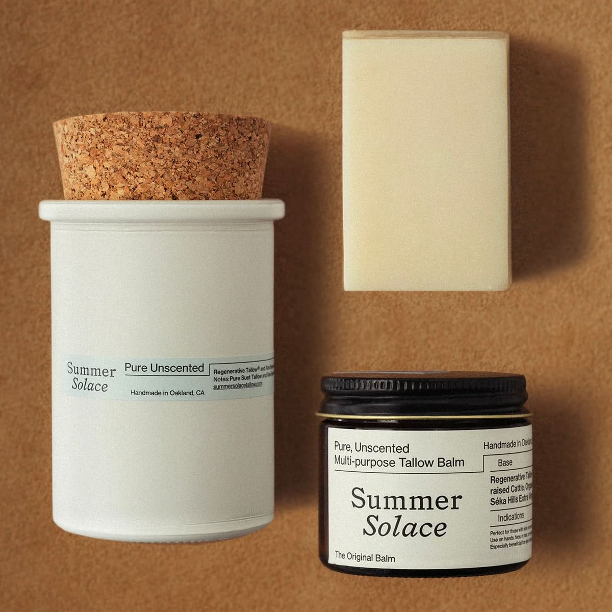 Summer Solace Tallow Gift Sets Pure Unscented – Slow Body Care® Collection with Regenerative Tallow® Bundle