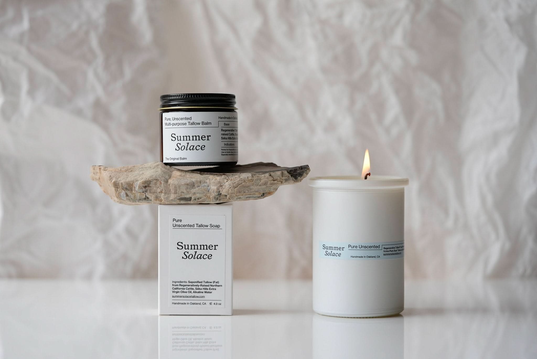 Summer Solace Tallow Gift Sets Pure Unscented – Slow Body Care® Collection with Regenerative Tallow® Bundle