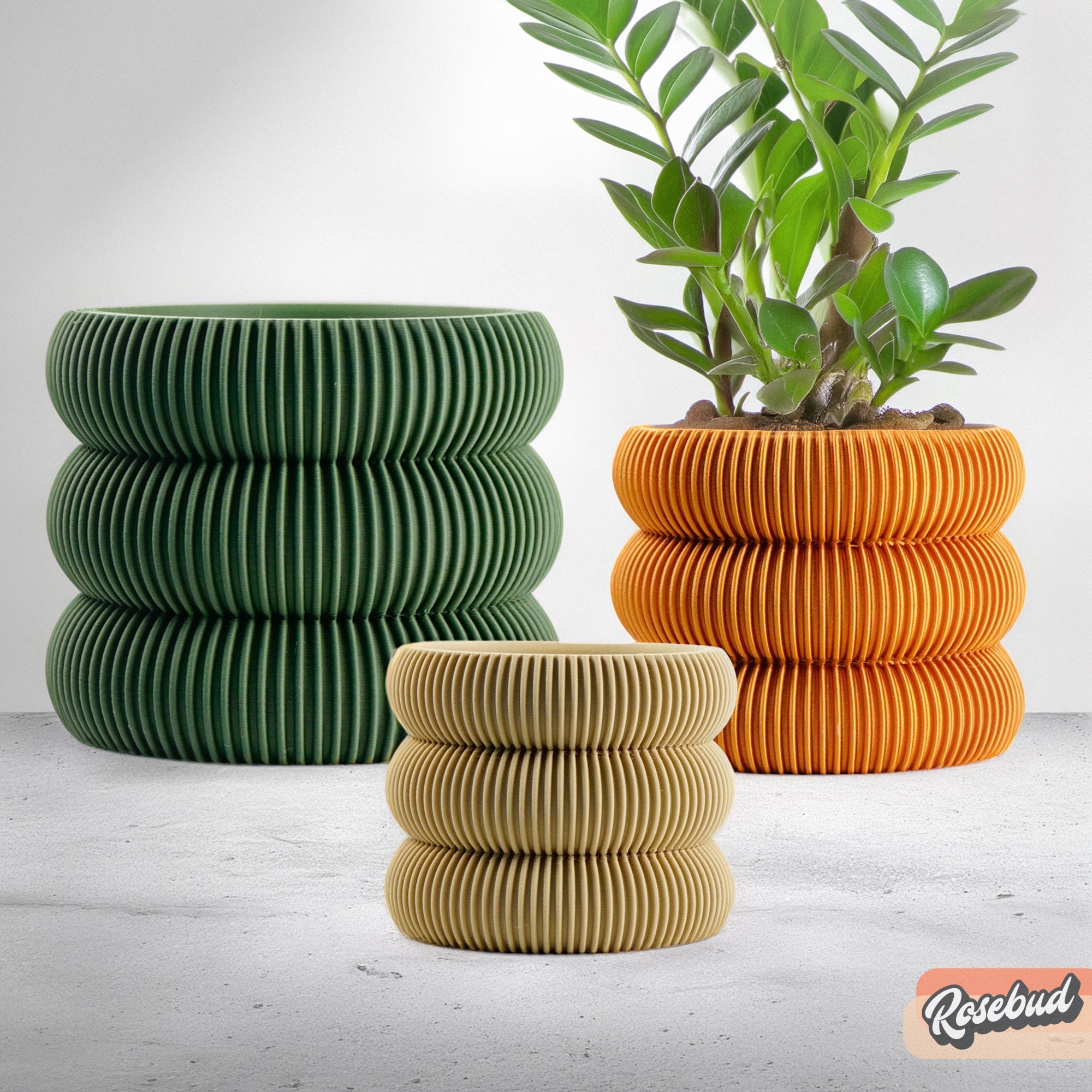 Ribbed Bubble Plant Pot With Drainage and Saucer - My American Goods