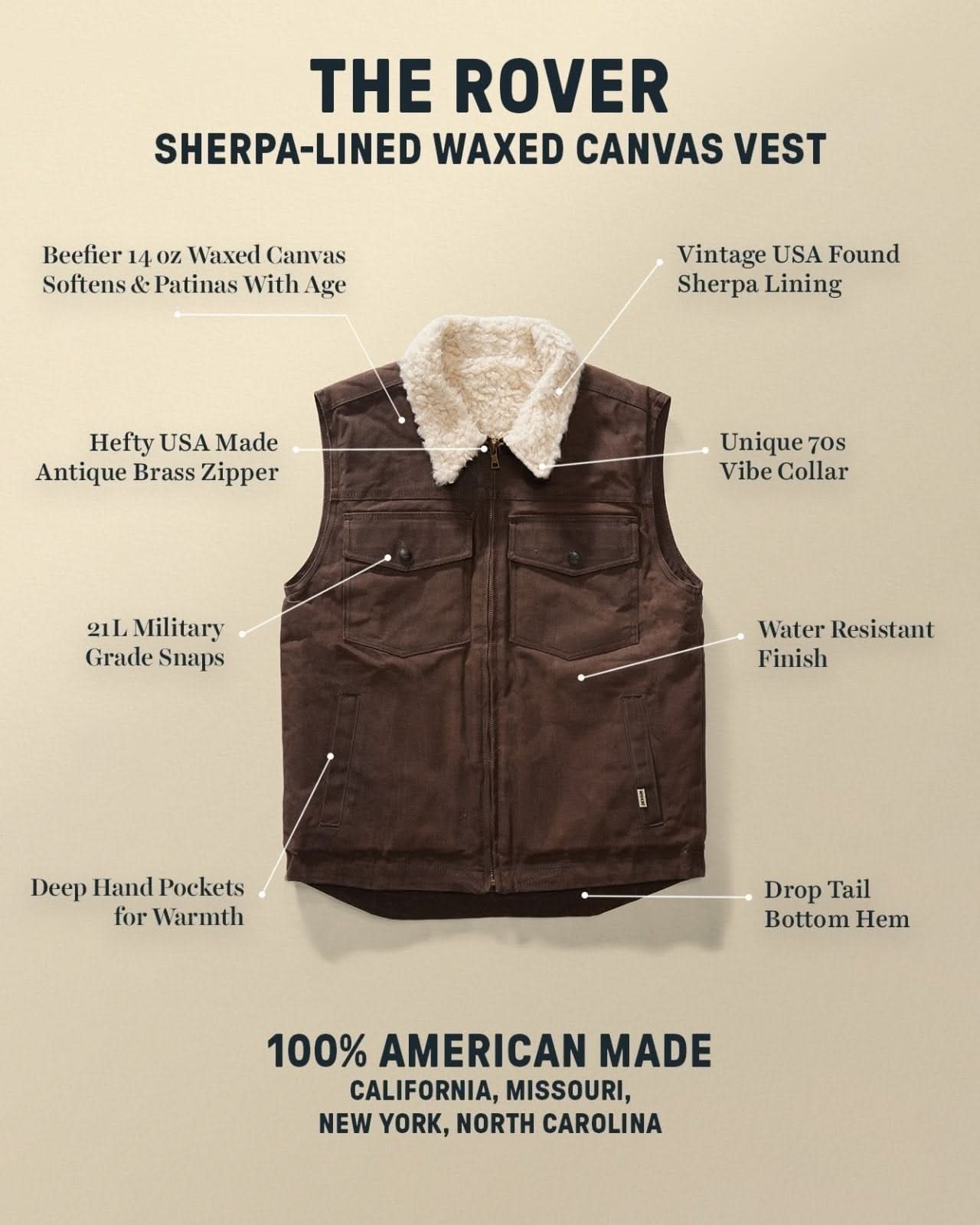 Rover Waxed Canvas Vest - My American Goods