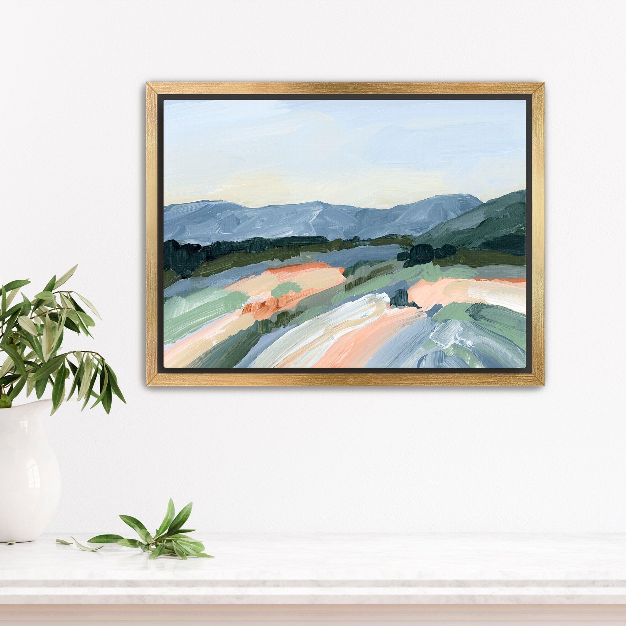Katie Garrison Art Print Stretched Canvas / 8x10 in / Gold Frame "Run to the Mountains" Art Print