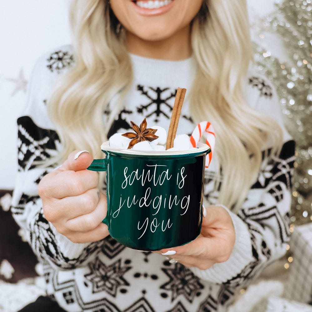 Gia Roma Coffee Mug, Green Santa is Judging Mug