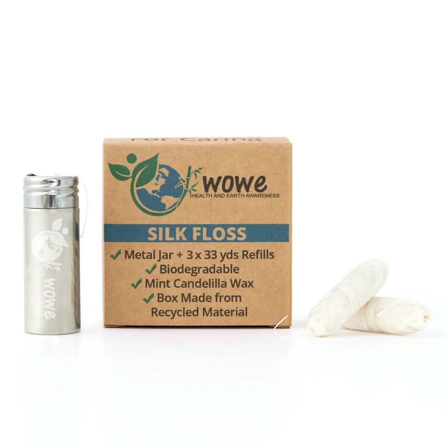 Butter Me Up Organics Teeth Sweet Orange + Natural Biodegradable Silk Dental Floss with Refillable Container All Natural Organic Whitening Toothpaste / Remineralizing Toothpaste