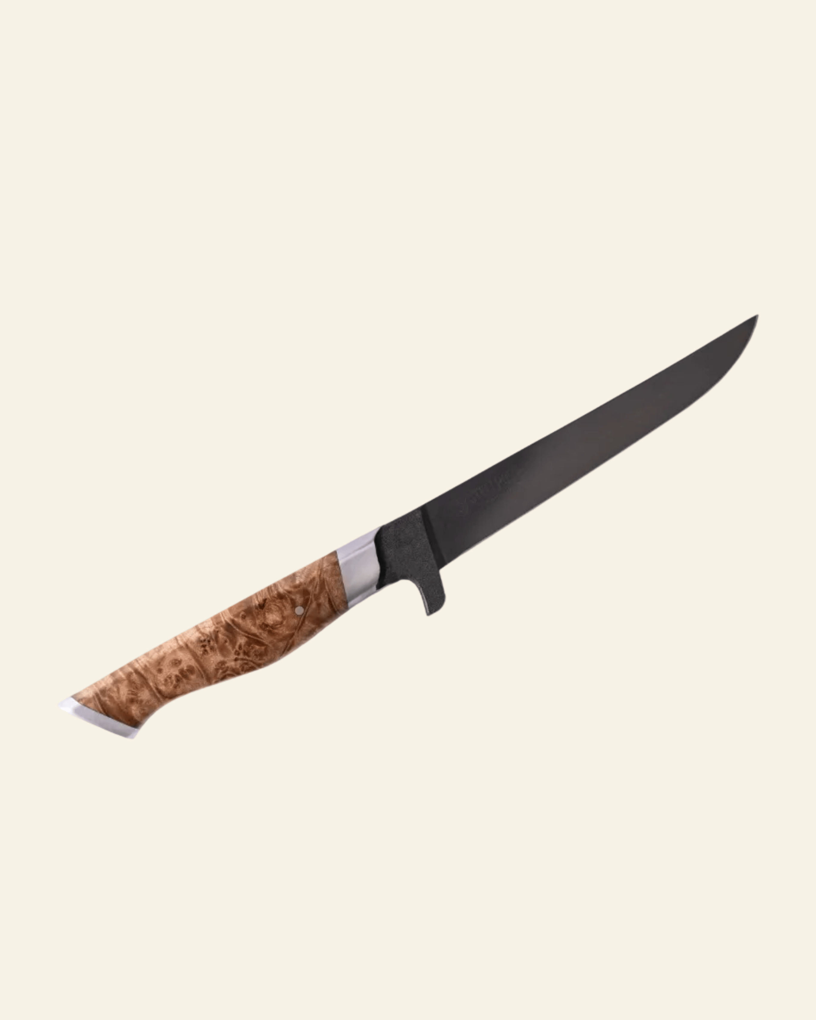 Knife with a wooden handle on a white background
