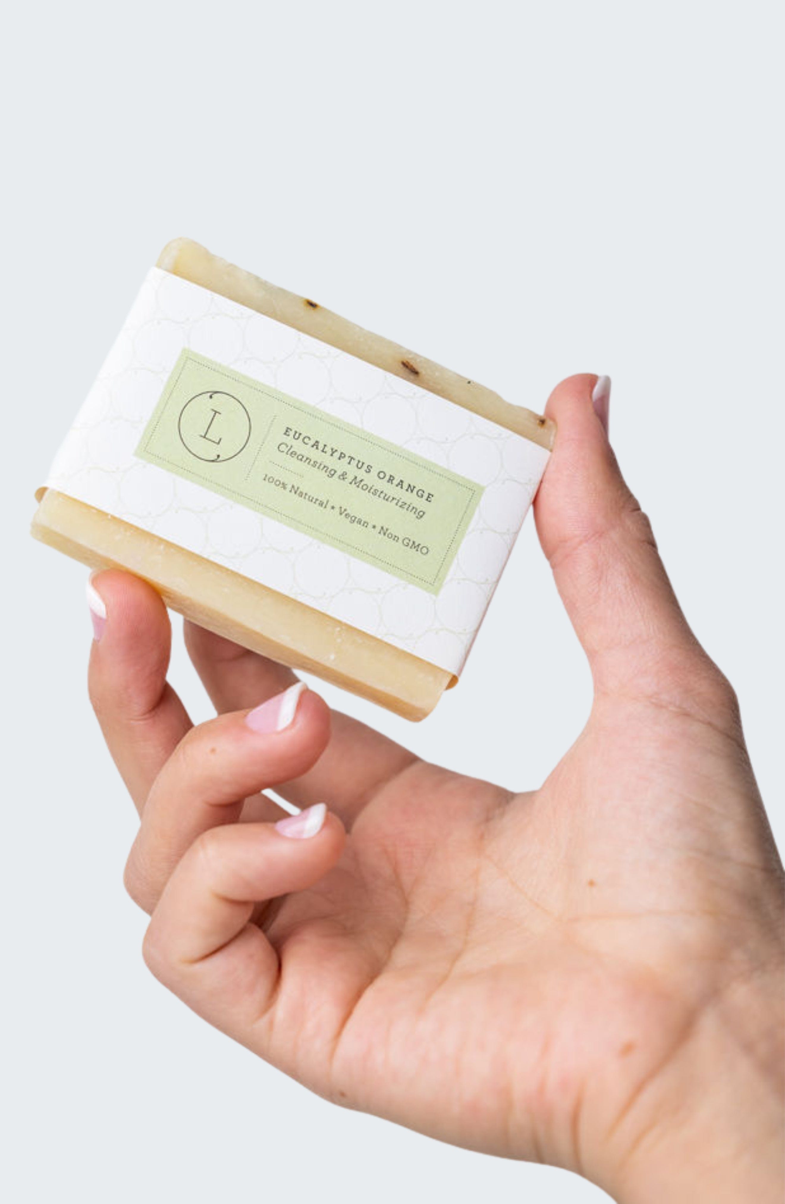 Lizush NATURAL SOAP BAR 2x Eucalyptus Natural Handmade Soap Bar, Fresh Cold Process Soap