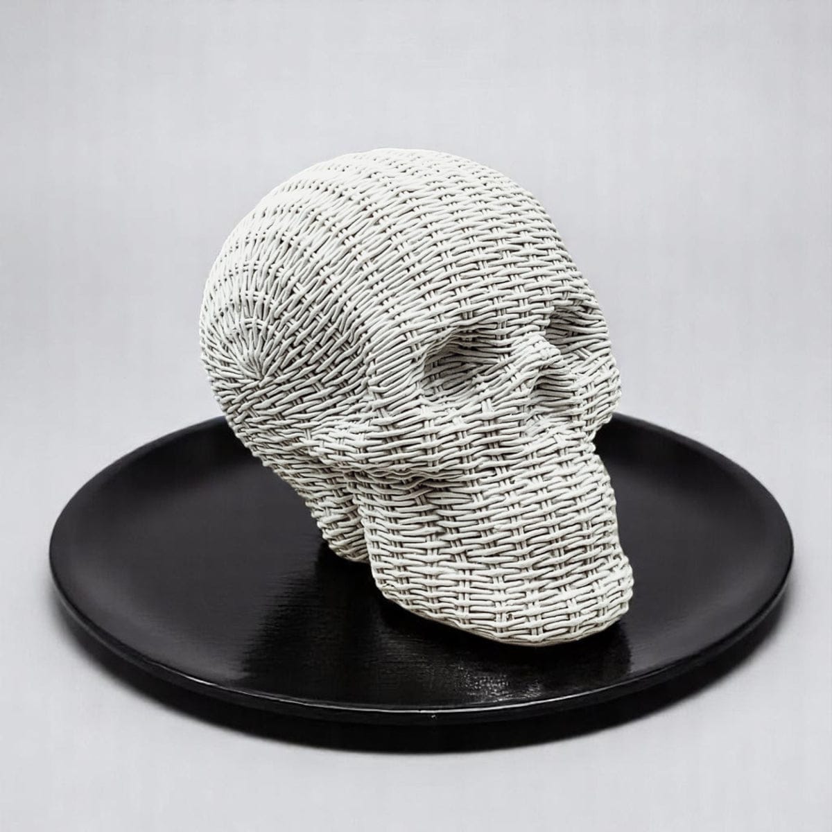 Skull Me Rattan-Style Skull Decor – Natural & White Resin - My American Goods