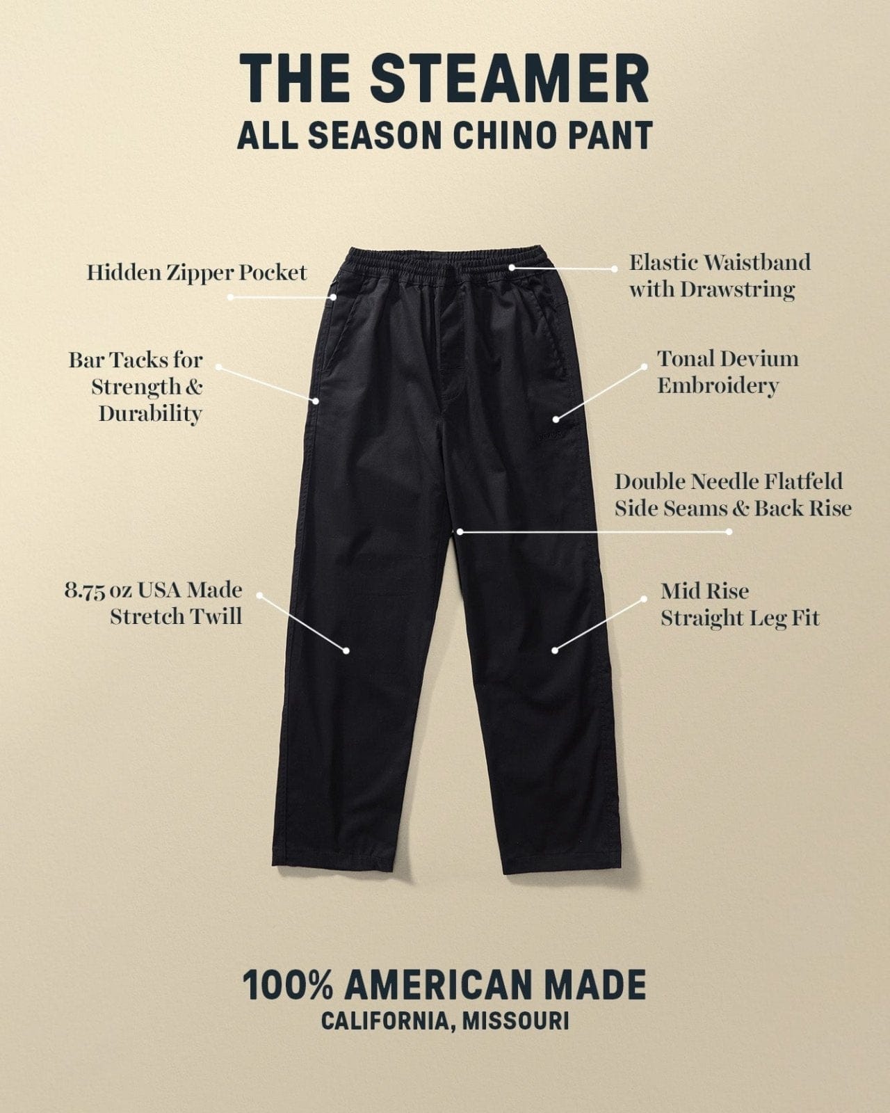 Devium Bottoms Steamer Chino Pant