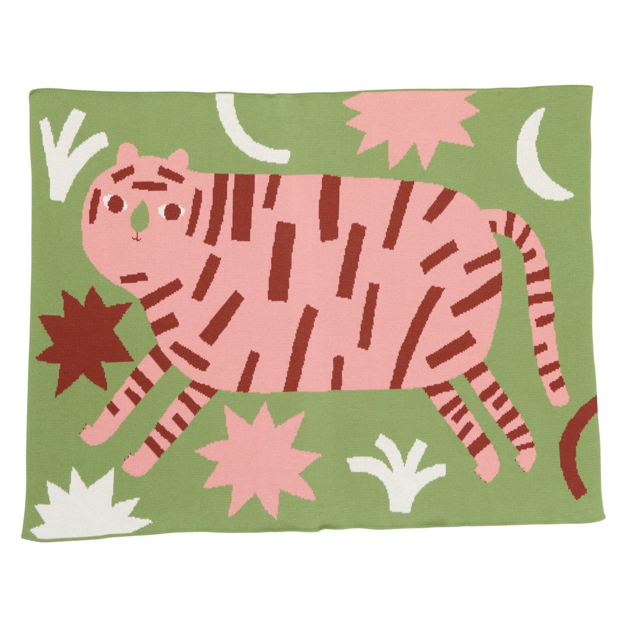 Biquette Baby Blanket Bubblegum in Organic Cotton Surprised Tiger Baby Blanket