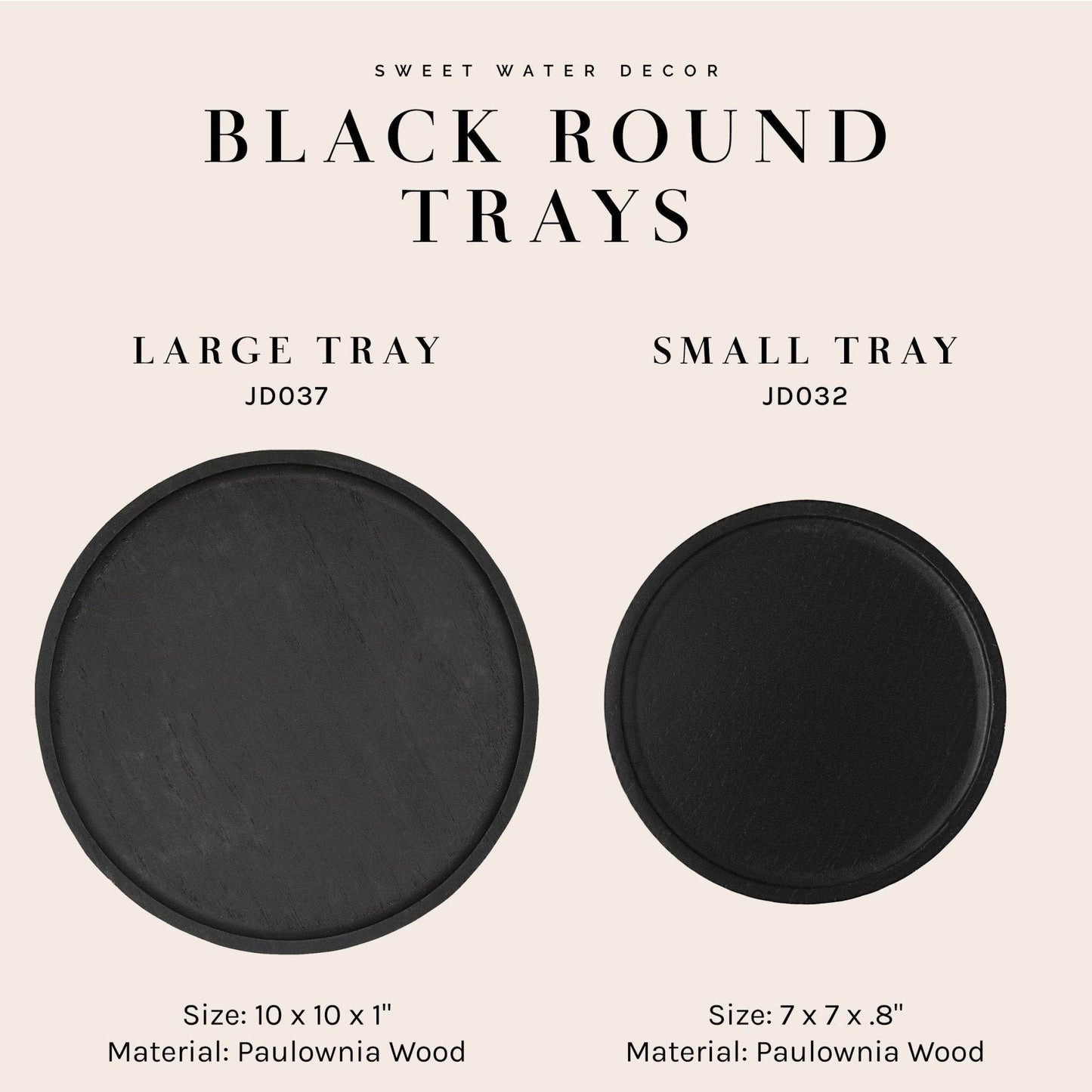 Black Round Wood Tray - My American Goods