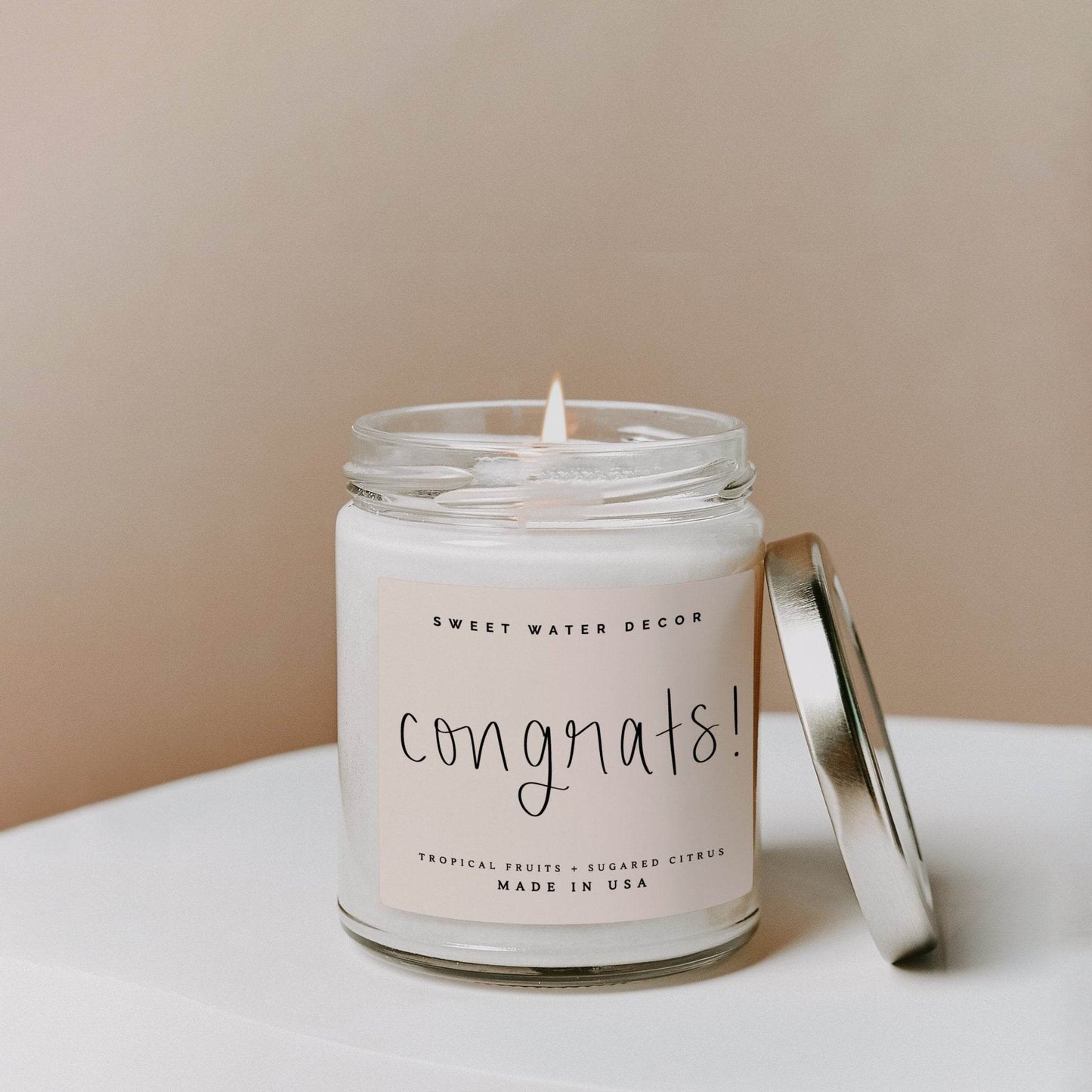 Congrats! Soy Candle - Clear Jar - 9 Oz (Island AIr) - My American Goods