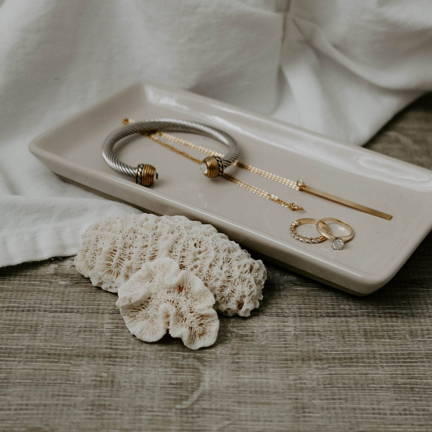 Cream Stoneware Tray - My American Goods