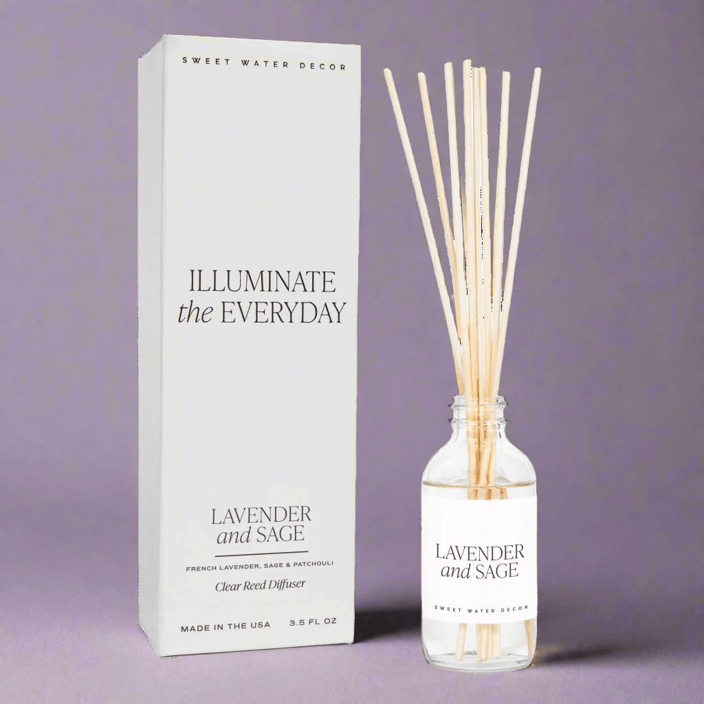 Lavender and Sage Clear Reed Diffuser - My American Goods