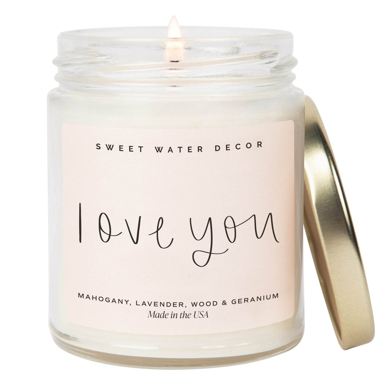 Love You Soy Candle - Clear Jar - 9 Oz - My American Goods