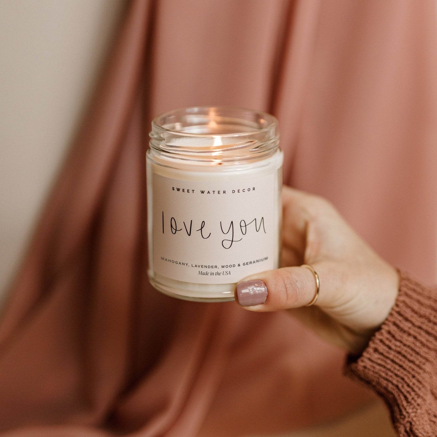Love You Soy Candle - Clear Jar - 9 Oz - My American Goods