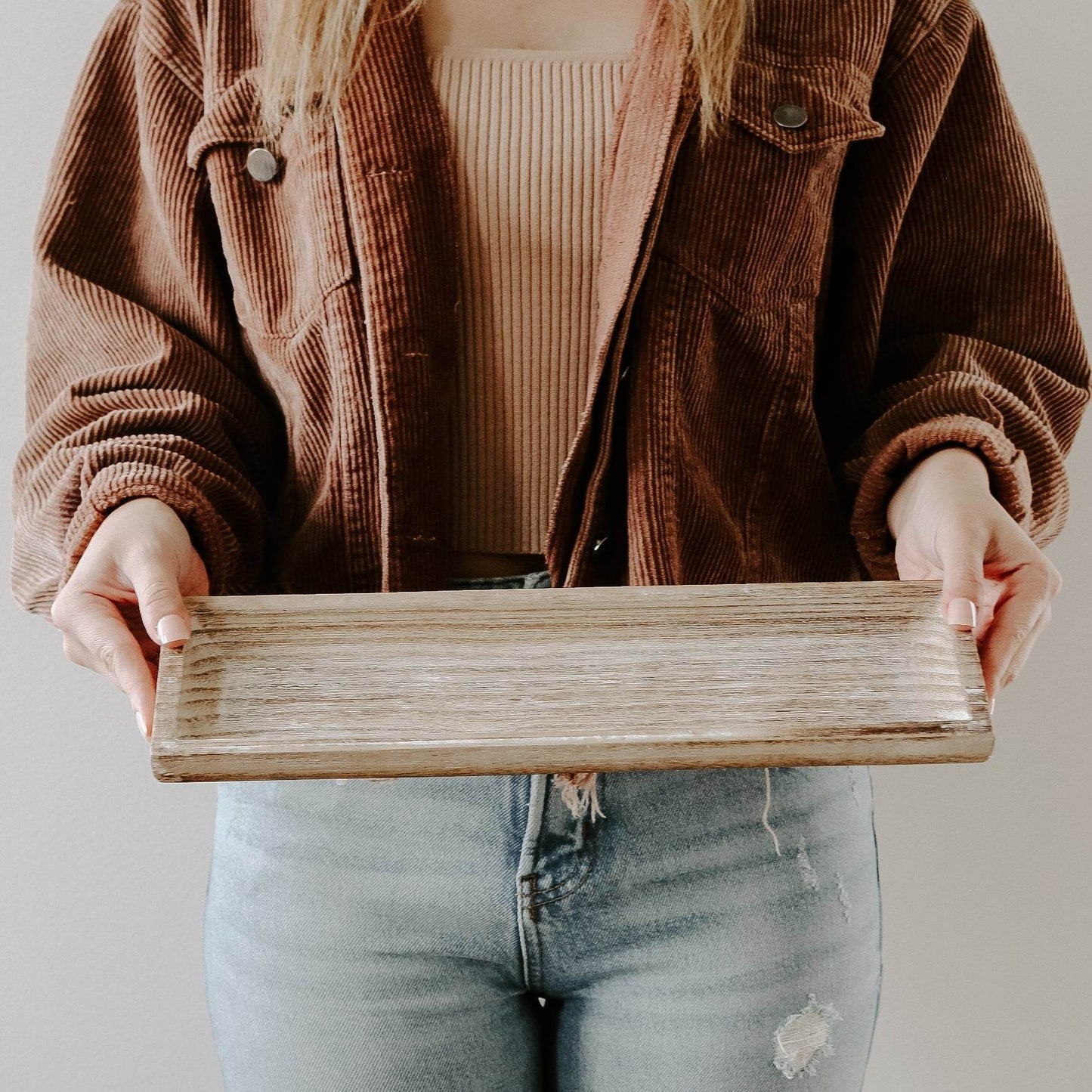 Rustic Rectangular Wood Tray - My American Goods