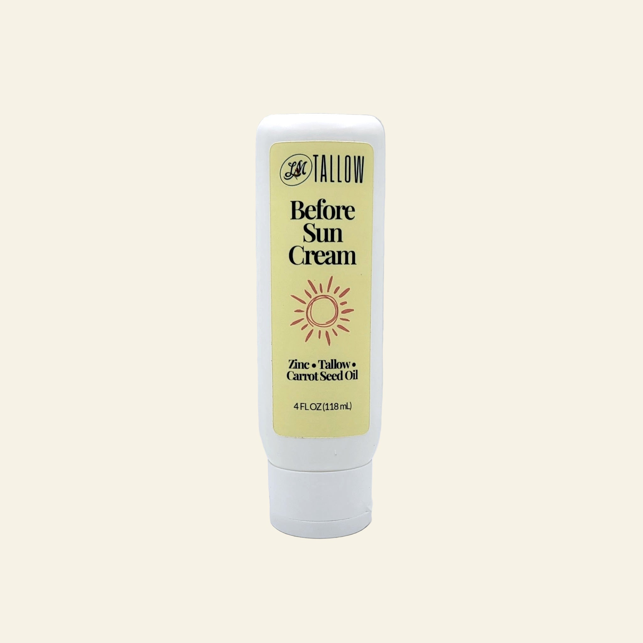 Tallow Before Sun Cream bottle on a white background