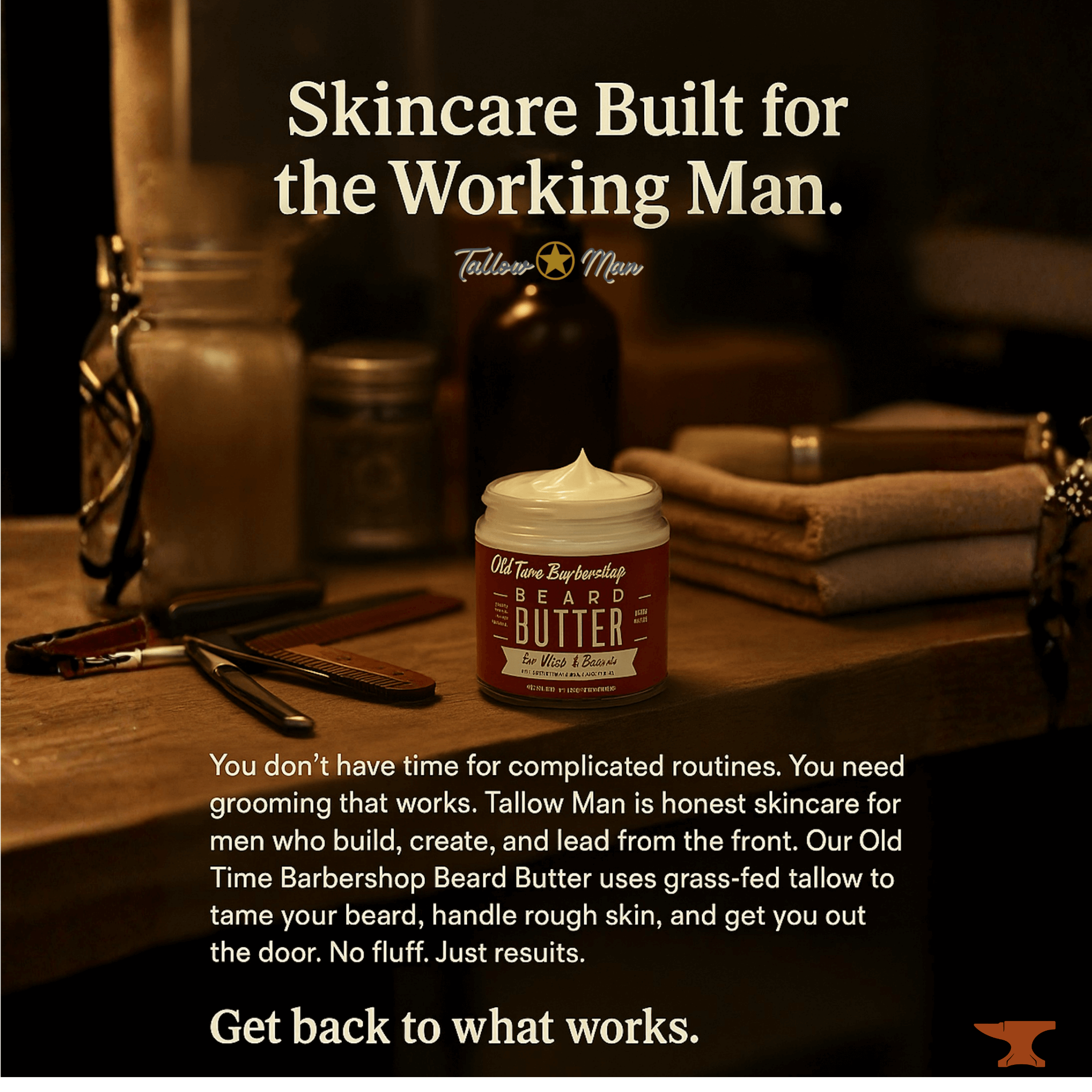 Lady May Tallow Body Cream/Lotion Tallow Man Men’s Beard Butter Trio Gift Box | 100% Natural Tallow