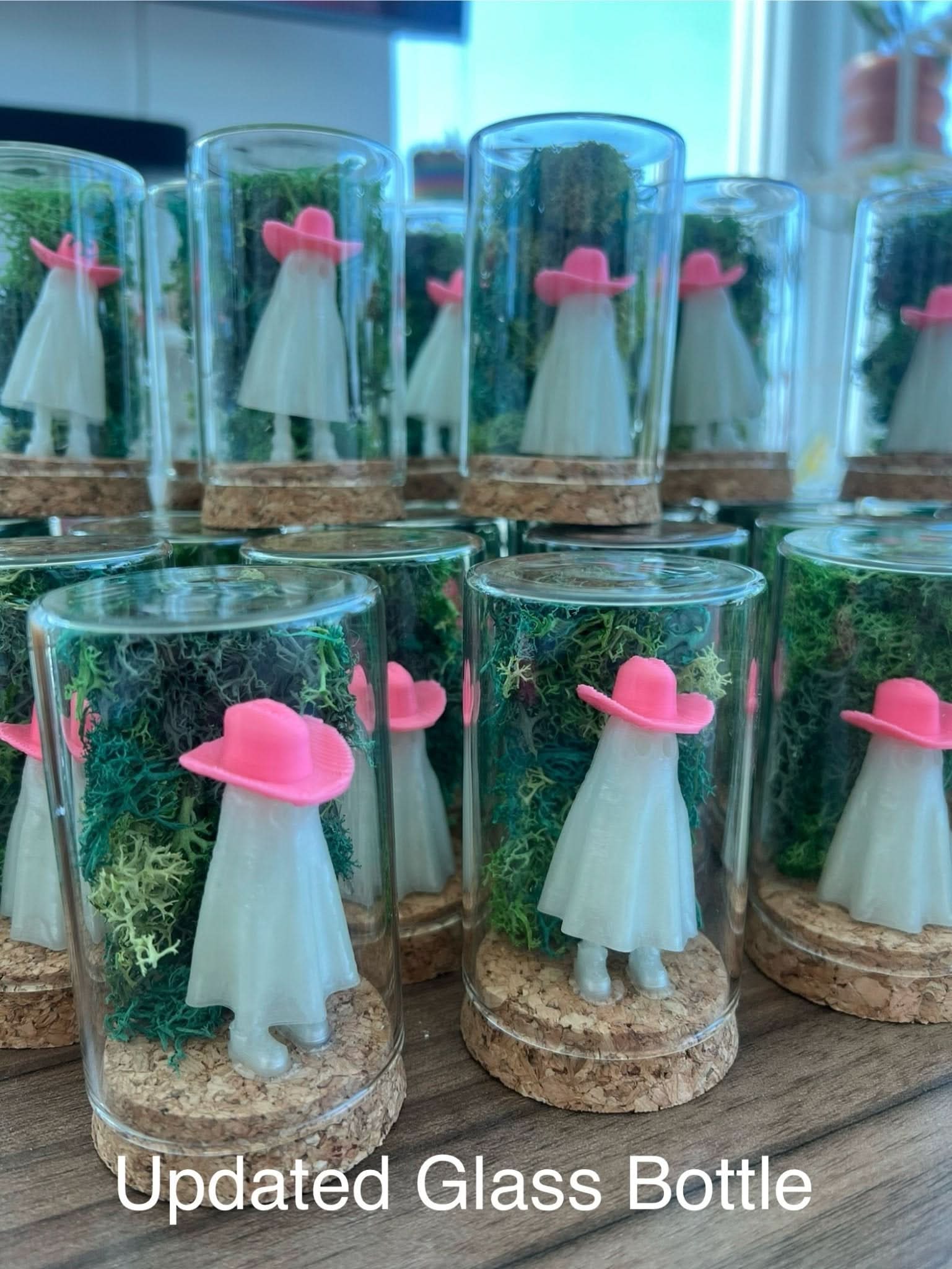 Rosebud HomeGoods Decor Ghost in a Bottle with Pink Cowboy Hat